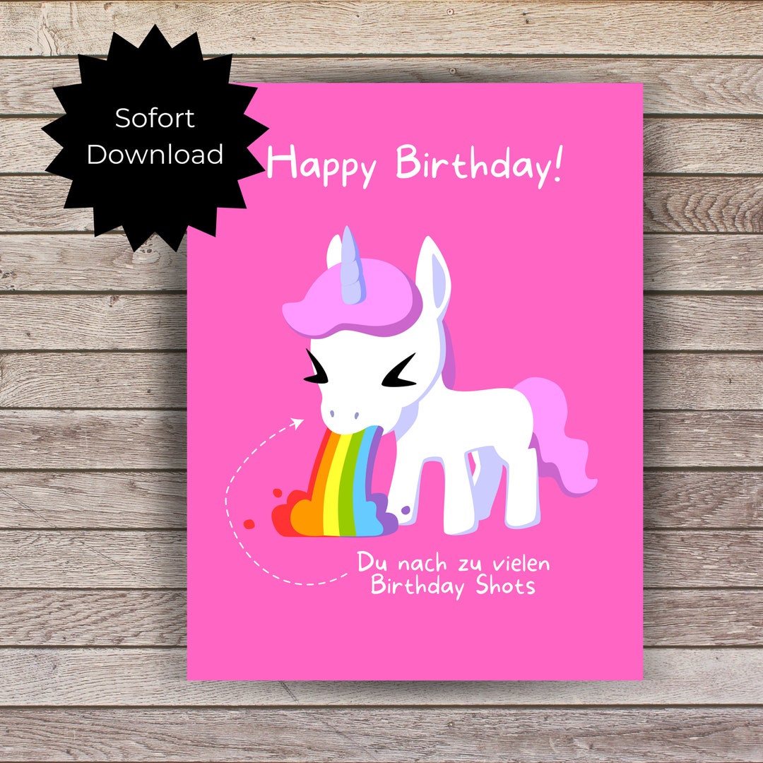 Einhorn Geburtstagskarte Zum Ausdrucken Digitale - Etsy