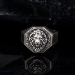 925K Silver Lion Ring, Handmade Men Ring, Sterling Silver Ring, Oxidized Jewelry, Animal Signet Jewelry, Rings For Men, Men Statement Ring