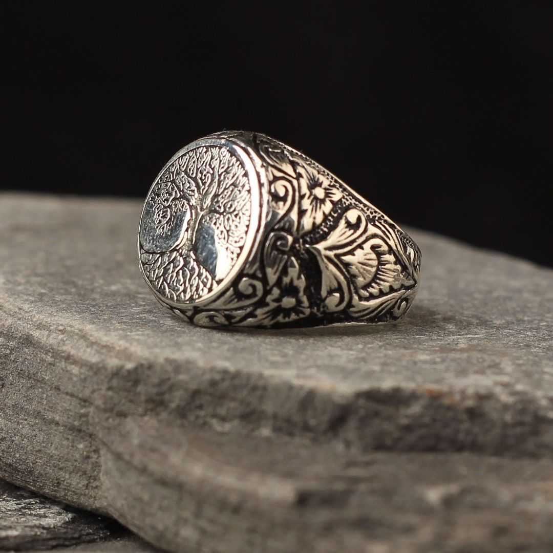 Tree of Life Ring for Men, Boho Tree off Life Signet Men Ring ...