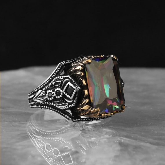 Alexandrite Stone Sterling Silver Men s Ring Handmade Men Ring