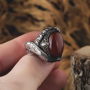 Carnelian Ring For Men, Gemstone Ring, Men Silver Ring, Handmade Ring, Unique Mens Ring, Mens Accessory, Gift Ring For Men, Quality Ring