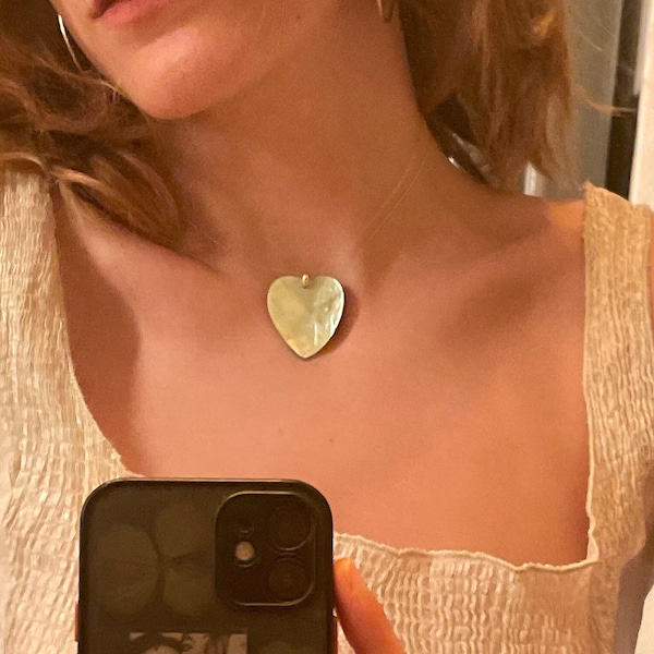 Collier cœur vert nacre