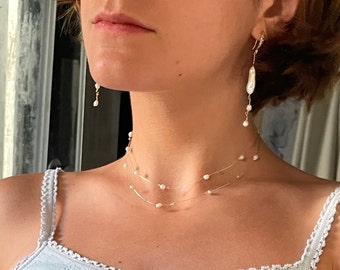 Vintage mother-of-pearl pearl earrings