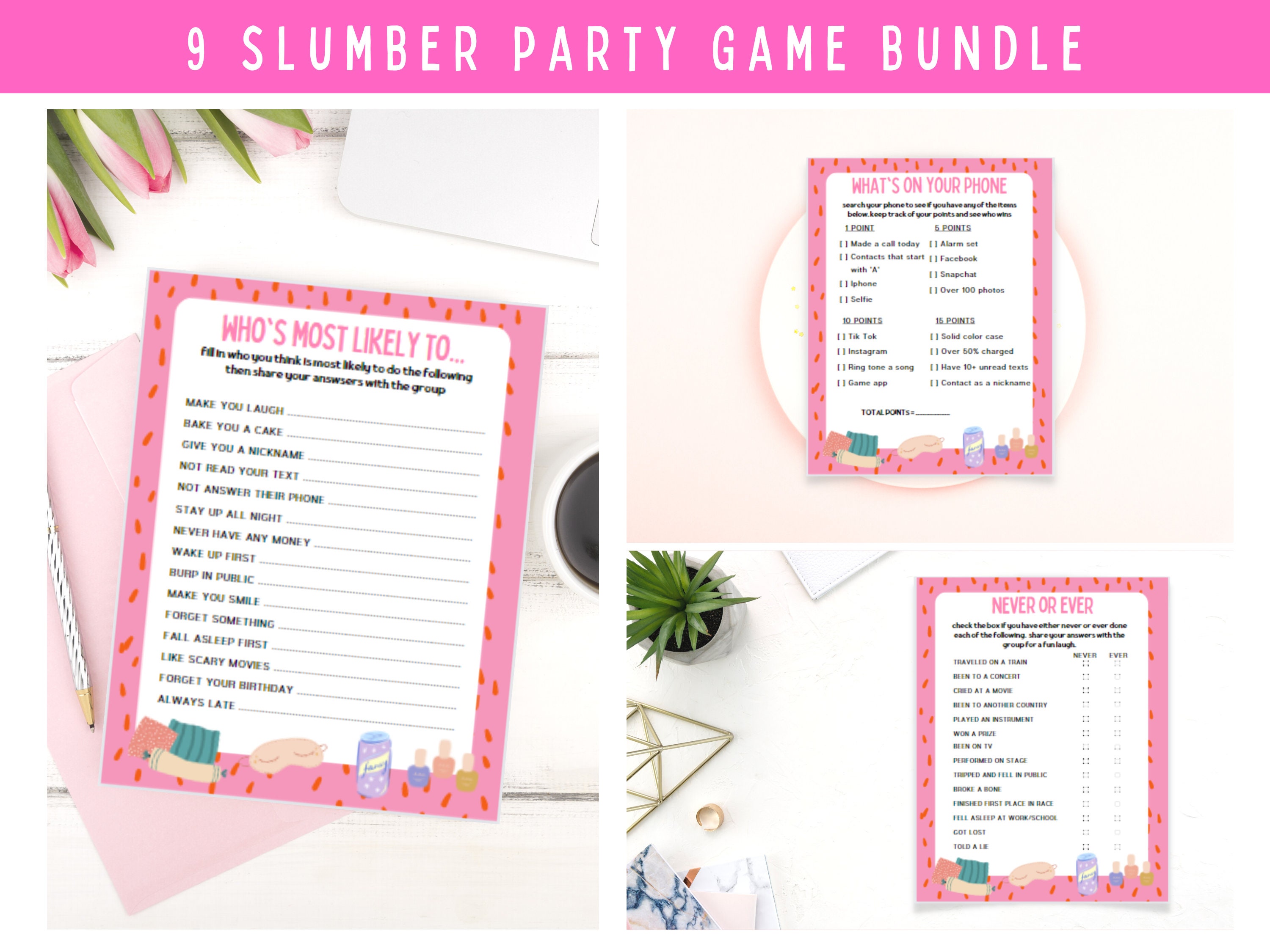 Slumber Party Games for Teen Girls, Sleepover Games for Tweens, Pajama