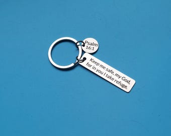 Psalm 16:1 Keychain | Engraved Christian Scripture Gift