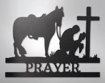 Kneeling Cowboy Monogram - Steel Sign