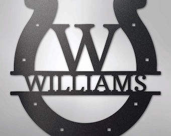 Custom Horseshoe Monogram - Steel Sign