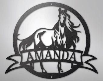 Personalized Horse Name Metal Sign – Custom Equestrian Stable and Ranch Decor