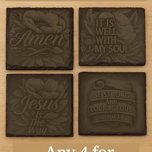 Mix & Match Christian Slate Coasters, Bible Verse Drinkware, Religious Gift Set, Faith Home Décor