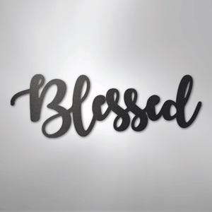 Blessed Metal Wall Sign, Script Word Art, Christian Home Decor