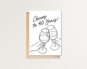 Happy 40th Birthday Card | Printable Birthday Card | HBD Card  | Simple Birthday Card | Cheers to 40 Years Card | Minimalist Birthday