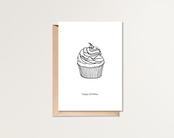 Alles Gute zum Geburtstag Karte | Geburtstagskarte zum Ausdrucken | HBD Karte | Schlichte Geburtstagskarte | Schwarz Weiß Geburtstagskarte | Minimalistischer Geburtstag