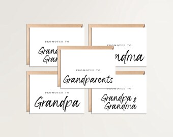 Promoted to Grandparents Card | Set of 5 Cards | Pregnancy Announcement Cards | Promoted to Grandpa | First Grandchild | Promoted to Grandma