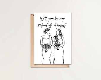 Will You Be My Maid of Honor | Maid of Honor Proposal Card | Modern Proposal Card | Printable MOH Card | Simple Proposal Card | MOH Proposal