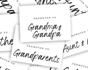 Schwangerschaftsankündigungskarten | Babymitteilung | Zu Großeltern befördert | Erstes Enkelkind | Befördert zu Nana | Ankündigungskarten-Set