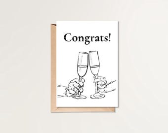 Congrats Card | Printable Congratulations Card | Celebration Card  | Cheers Greeting Card | Champagne Toast Card | Digital Congrats Card