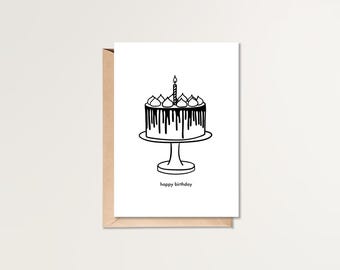 Alles Gute zum Geburtstag Karte | Geburtstagskarte zum Ausdrucken | HBD Karte | Schlichte Geburtstagskarte | Schwarz Weiß Geburtstagskarte | Minimalistischer Geburtstag