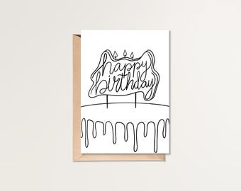 Alles Gute zum Geburtstag Karte | Geburtstagskarte zum Ausdrucken | HBD Karte | Schlichte Geburtstagskarte | Schwarz Weiß Geburtstagskarte | Minimalistischer Geburtstag
