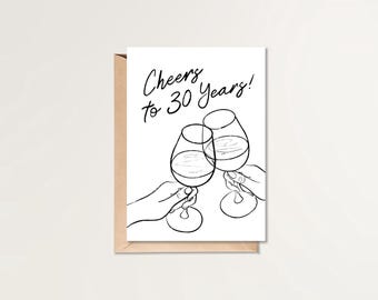 Happy 30th Birthday Card | Printable Birthday Card | HBD Card  | Simple Birthday Card | Cheers to 30 Years Card | Minimalist Birthday