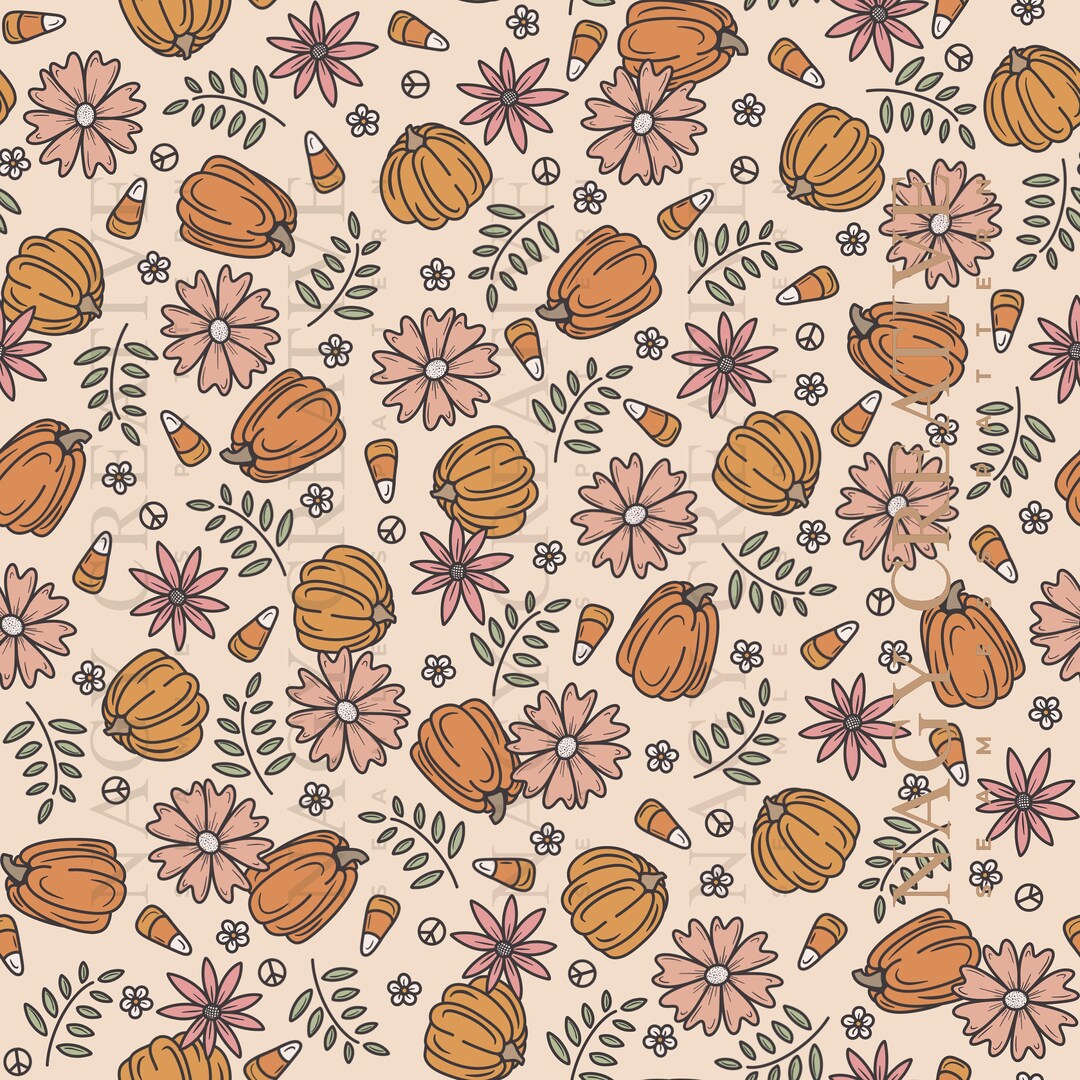 Pink Fall Seamless Repeating Pattern Seamless File Pumpkin Pattern Boho ...
