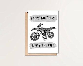 ダートバイクの誕生日カード | 印刷可能なダートバイクの誕生日カード | スーパークロスの誕生日カード | モトクロスの誕生日カード | 男性向け誕生日カード