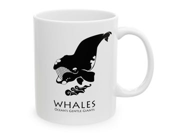 Whale Mug, Marine Life Sea Animals, Marine Biology Ocean Lover Gifts, Coastal And Nautical 11oz Ceramic Coffee Cup : Right Whale