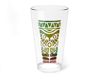 Tiki-cocktailglas, Hawaiiaans Polynesisch strandbarcadeau, Happy Tiki-mok, Tiki-bar decor, drinkglas, vintage stijl 16oz pintglazen