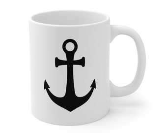 Nautical Gifts Anchor Mug Boat Captain Gift For Sailor, Beach And Lighthouse Mug For Tea & Coffee, Maritime Sailing Gifts, 11oz Ceramic Mug