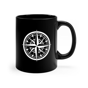 Nautical Compass Rose Mug Boat Captain Gift For Sailor, Beach And Lighthouse Mug For Tea & Coffee, Maritime Sailing Gifts, 11oz Ceramic Mug