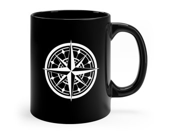 Nautical Compass Rose Mug Boat Captain Gift For Sailor, Beach And Lighthouse Mug For Tea & Coffee, Maritime Sailing Gifts, 11oz Ceramic Mug