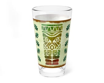 Tiki-cocktailglas, Hawaiiaans Polynesisch strandbarcadeau, Happy Tiki-mok, Tiki-bar decor, drinkglas, vintage stijl 16oz pintglazen