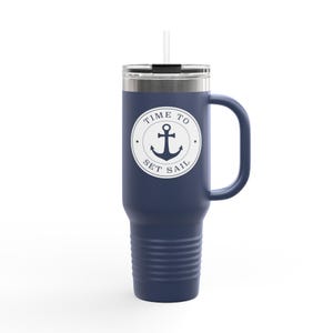 Nautical 40oz Tumbler, Anchor, Boat Gifts, Maritime Gift For Sailor and Captain, Ocean Inspired Vintage Style Insulated Travel Mug