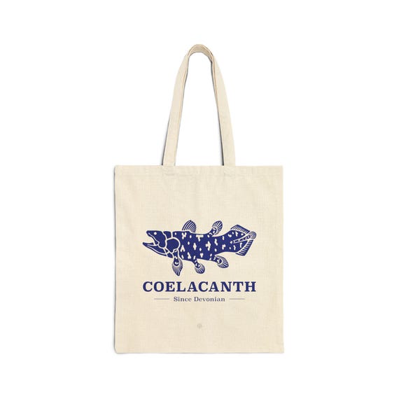 Coelacanth Prehistoric Fish Bag Paleontology Marine Biology Gifts Ocean Inspired Vintage Style Nautical Beach Cotton Canvas Tote Bag Etsy