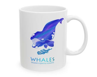 Whale Mug, Ocean Themed Gifts, Marine Biology, 11oz Ceramic Coffee Cup : Right Whale