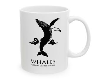 Whale Mug, Marine Life Sea Animals, Marine Biology Ocean Lover Gifts, Coastal And Nautical 11oz Ceramic Coffee Cup : Humpback Whale