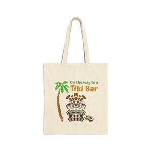Tiki Tote Bag, Hawaiian Polynesian Bags, Ocean Inspired Vintage Style Nautical Beach Totes, Tiki Bar Gift For Him, Cotton Canvas Tote Bag
