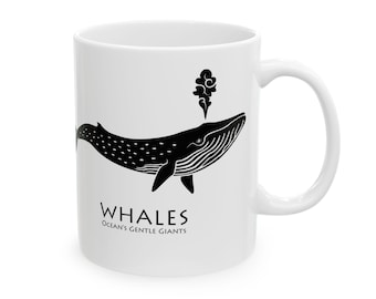 Whale Mug, Marine Life Sea Animals, Marine Biology Ocean Lover Gifts, Coastal And Nautical 11oz Ceramic Coffee Cup : Blue Whale