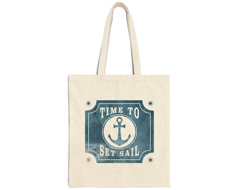Nautical Anchor Tote, Vintage Style Maritime Gift For Captain & Sailor, Boat Ship Sailing Boating, Cool Ship Men Gifts, Canvas Tote Bag