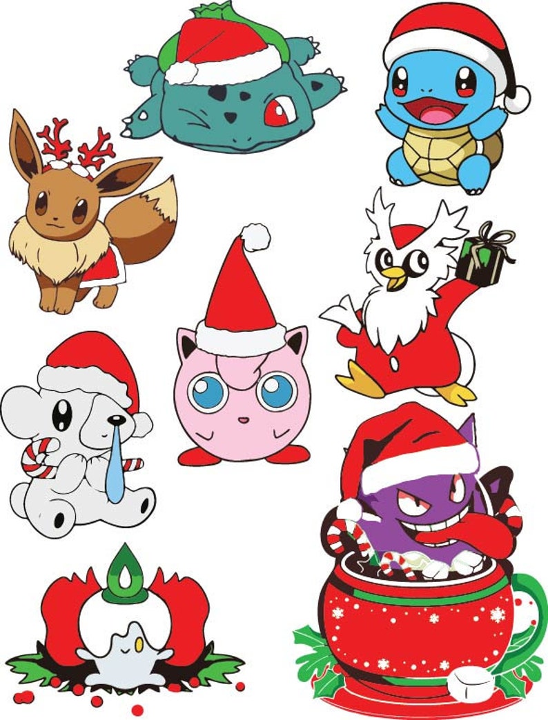Christmas Pokemon SVG – Pikachu & Friends Holiday Cut Files (digital ...