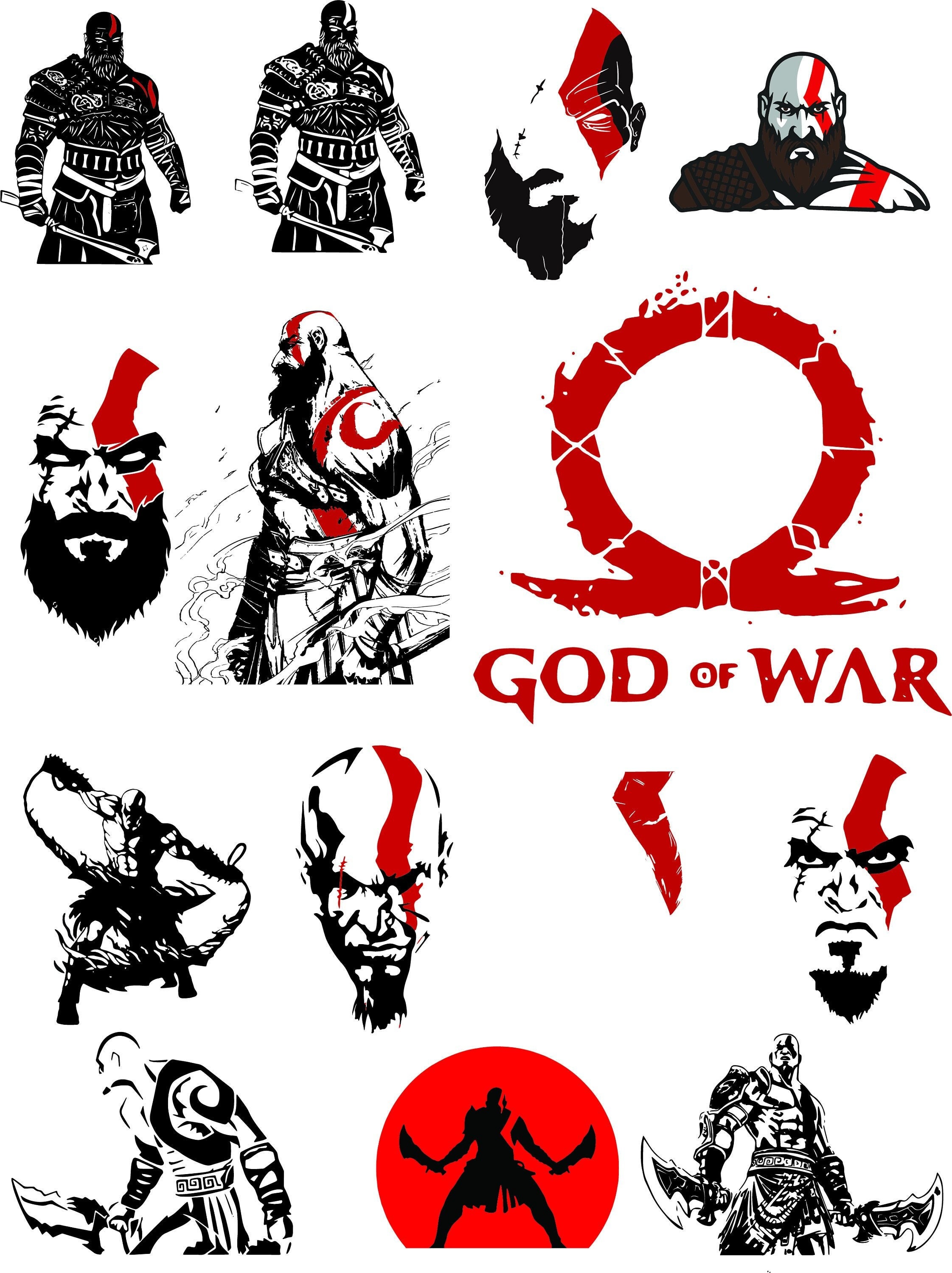 Kratos God of War GOW Svg Png Pdf Jpg Eps Files Cricut Compatible Design  Space - Etsy