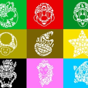 Super Mario Svg, Svg Mario Bros, Super Mario Bros film contour SVG fichiers numériques Cricut