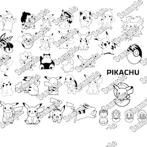 Pokechu Pikamon Svg - Pikachu Svg - Pokechu Svg - Svg Png Pdf Jpg - Instant Download Files - Cricut Silhouette Digital Download