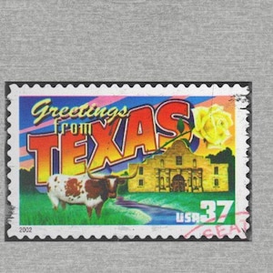 Texas Stamp Retro, Vintage T-shirt - klassiek T-shirt, heren, heren, heren, t-shirt, roadtrip, concert, rodeo, cowboy, nieuw, post, verzendkosten, trending