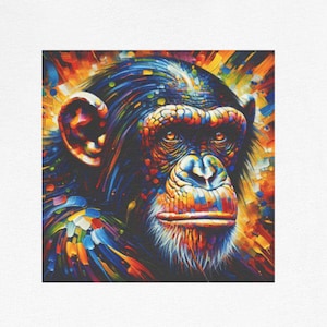 Colorful Pixel Monkey Men&#39;s Tee Shirt, Ape Gorilla Graphic Unisex Tshirt Top, Artistic Animal Print Short Sleeve, Fun Primate Cotton Tee,