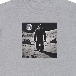 Big Foot in Space 2 - Unisex Heavy Cotton Tee - Hiking, Camping, Sasquatch, Moon, Space, Yeti, Graphic, Rock, Classic, 90s, Fun