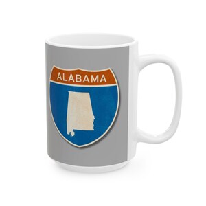 Alabama Classic, Vintage, Retro 2- Tazza in ceramica regalo Office State Roll Tide Interstate, cartello stradale, regalo, contorno, ventilatore, sport Stato nuovo