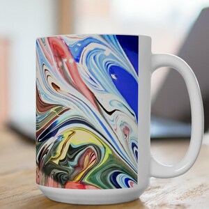 Swirled Paint Ceramic Mug 15oz - Rainbow, Art, Painter, Artists, Colorful, Coffee, Picture, Cup, Abstract, Swirl