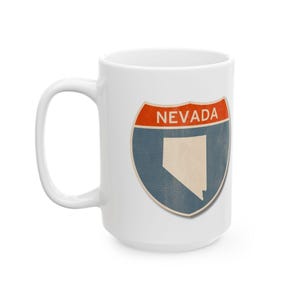 Nevada Klassiek, vintage, retro - keramische mok cadeau kantoor staat vegas, snelweg, verkeersbord, heden, omtrek, ventilator, sportstaat
