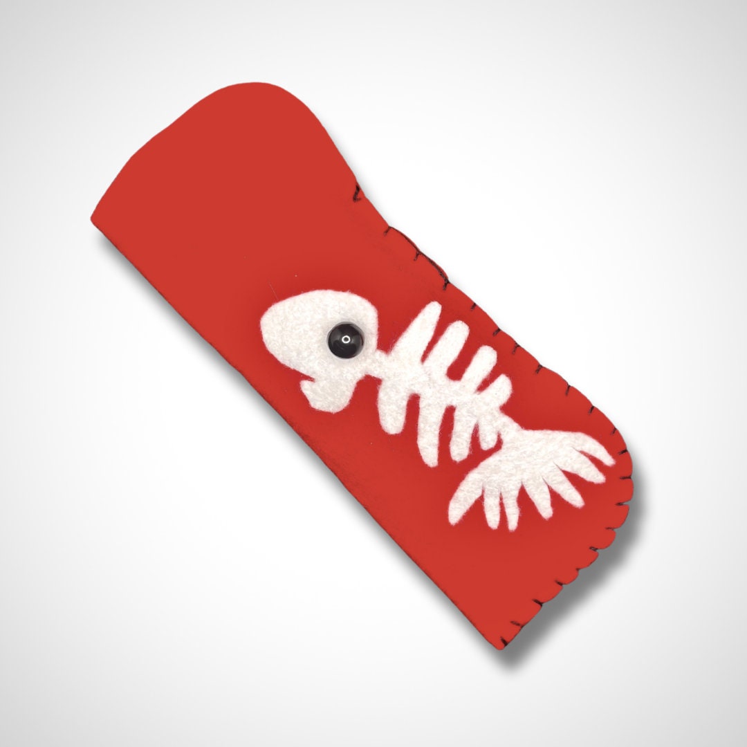 39 Best Eyeglasses Cases: Stylish and Protective Options for Your Eyewear 11 Handmade Red Felt Eyeglasses Case with Fun Fish Skeleton Design