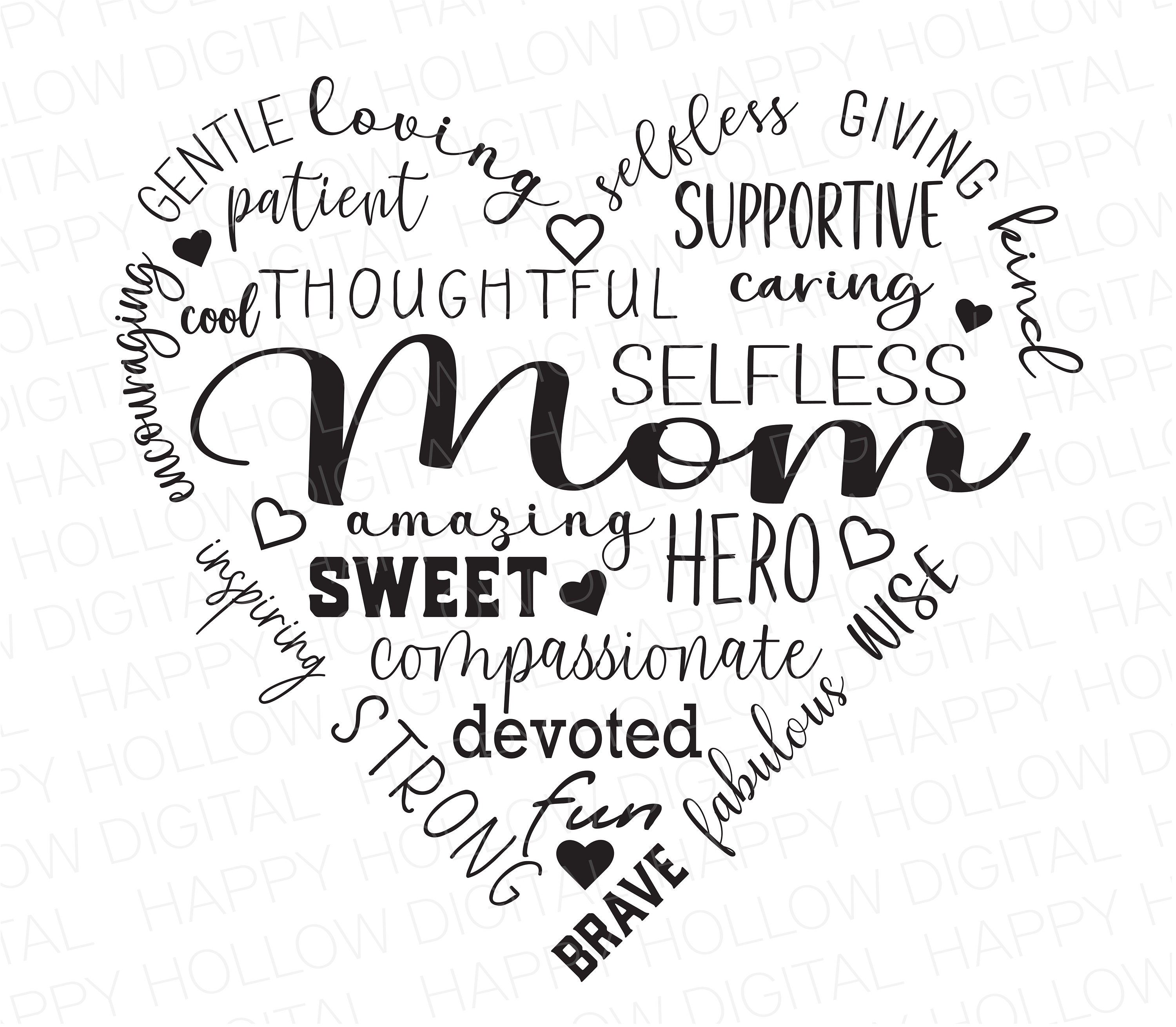 Mom SVG Mothers Day Inspiring Word SVG Tea Towels Sign for Home Decor